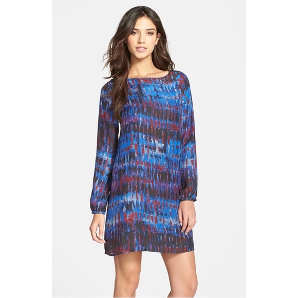 BB Dakota x Steve Madden Revolve Emily Long Sleeve Shift Dress Midnight Sky Blue - Picture 12 of 13